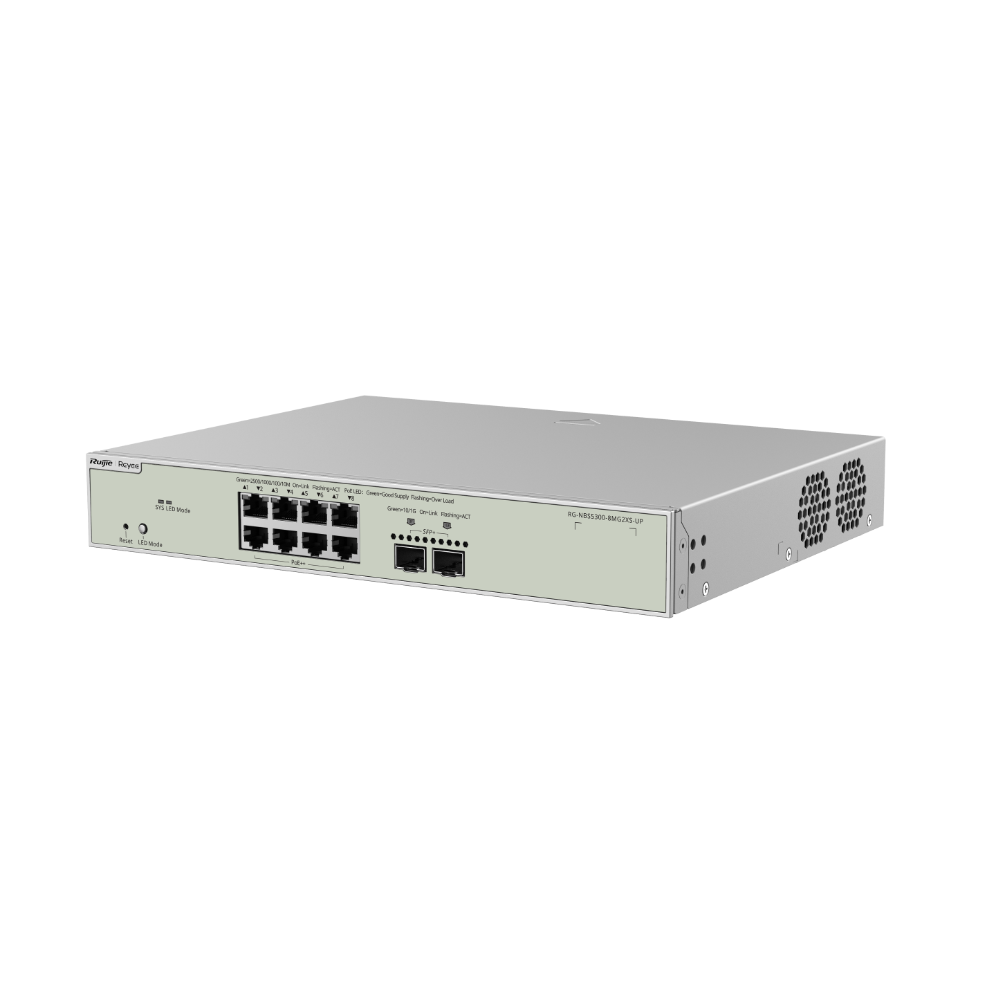 Switch Layer 3 Ruijie RG-NBS5300-8MG2XS-UP, 10 Cổng Multi-Gigabit, 8 Cổng PoE++ & 2 Cổng SFP+ Uplink