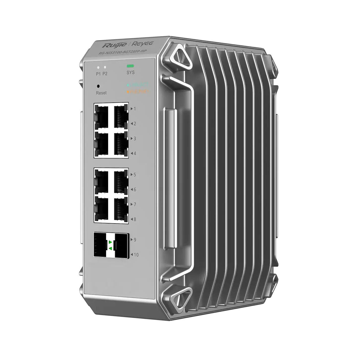 Thiết bị mạng switch Layer 2 Reyee RG-NIS3100-8GT2SFP-HP 8 cổng 10/100/1000BASE-T PoE/PoE+, 2 cổng quang SFP 1000BASE-X, PoE 240W, 20Gbps