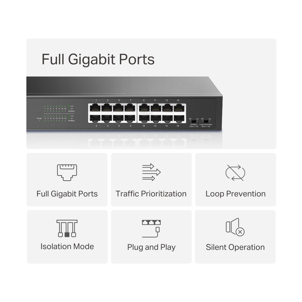 Switch 16 cổng Mercusys MS116GS