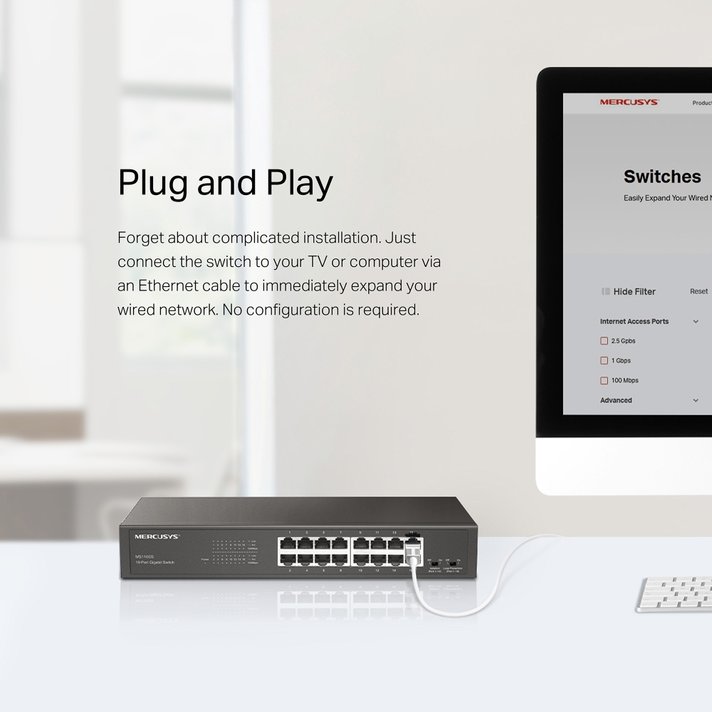 Switch 16 cổng Mercusys MS116GS