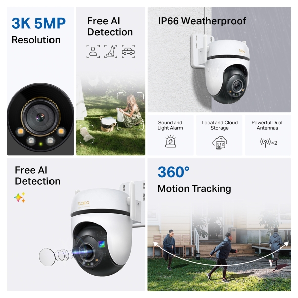 Camera  WiFi TP-Link Quay Quét Ngoài Trời 360 5MP Tapo C530WS