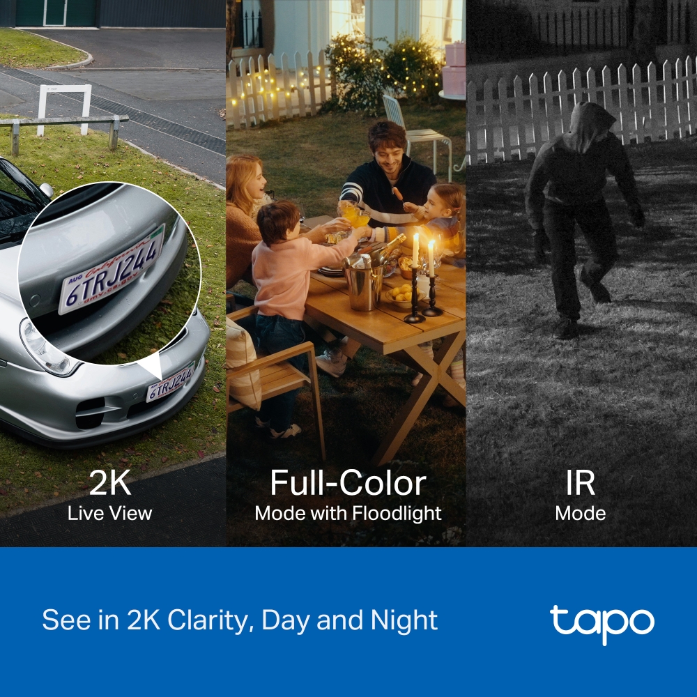 Bộ camera an ninh xoay/nghiêng sử dụng đèn pha năng lượng mặt trời Tapo C615F KIT