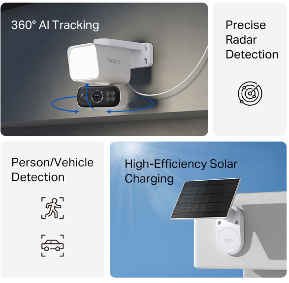 Bộ camera an ninh xoay/nghiêng đèn pha năng lượng mặt trời Tapo C625F KIT