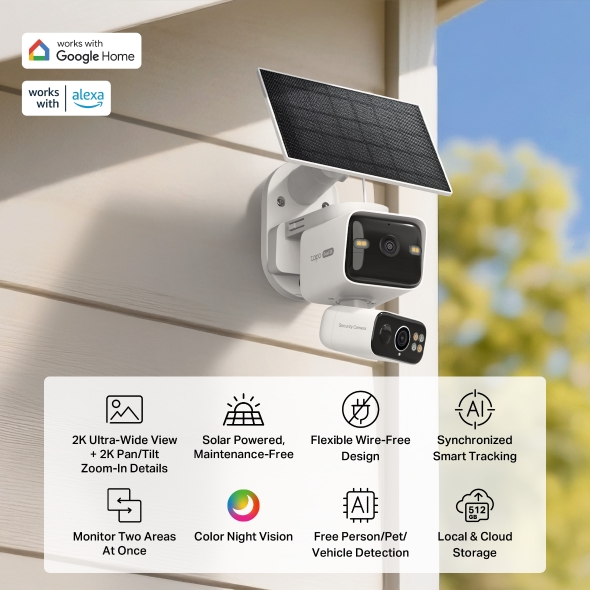 Kit Camera An ninh Năng lượng Mặt trời Quay Quét Ống kính Kép Tapo C645D KIT