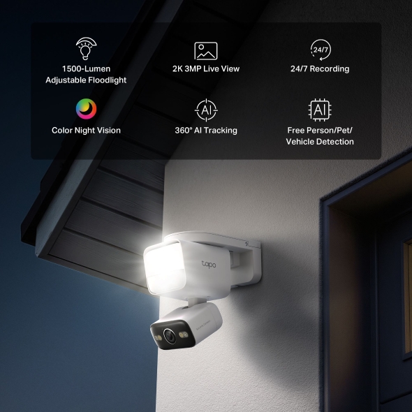 Camera an ninh xoay/nghiêng ngoài trời tích hợp đèn pha Tapo C710
