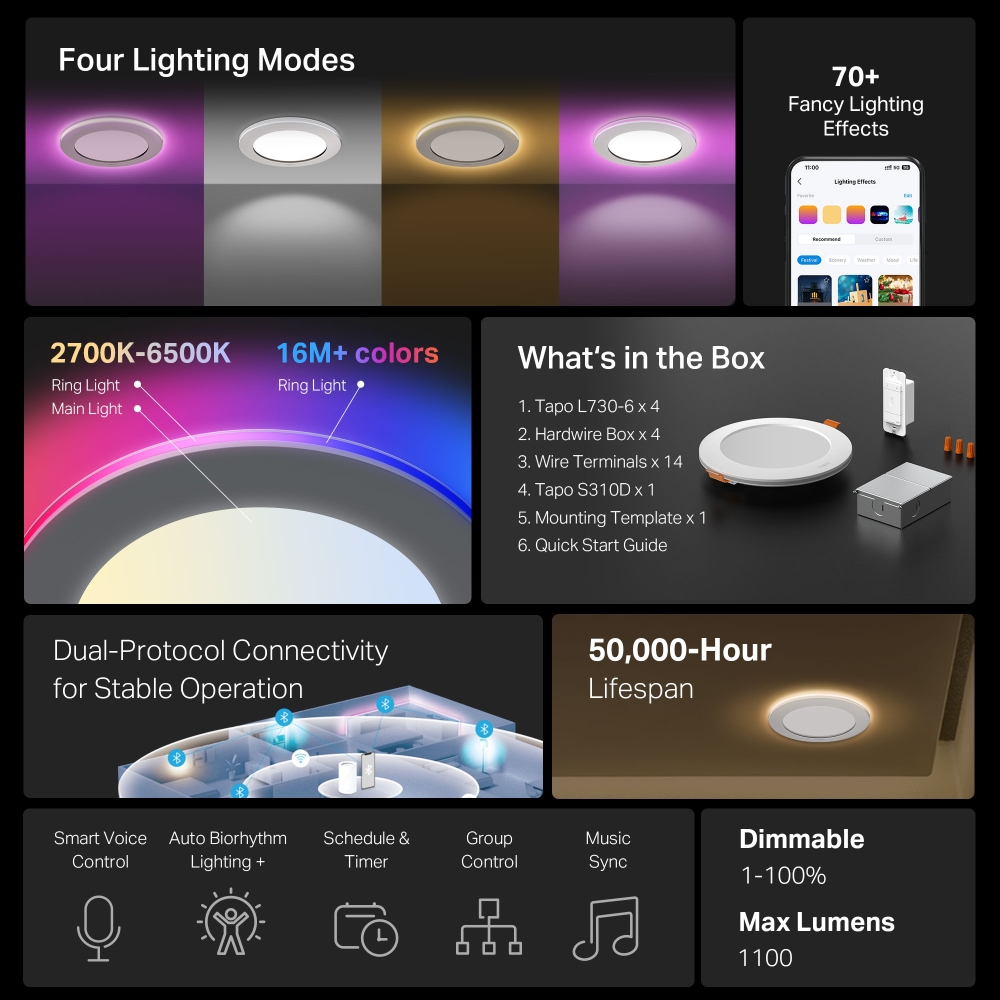 Bộ Đèn Downlight Âm Trần Thông Minh Tapo L730-6 KIT