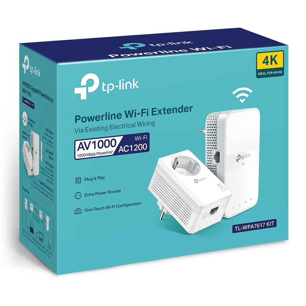 TL-WPA7617 KIT Bộ Kit Mở Rộng Sóng Wi-Fi AC Powerline AV1000 Gigabit Kèm Ổ Cắm Điện