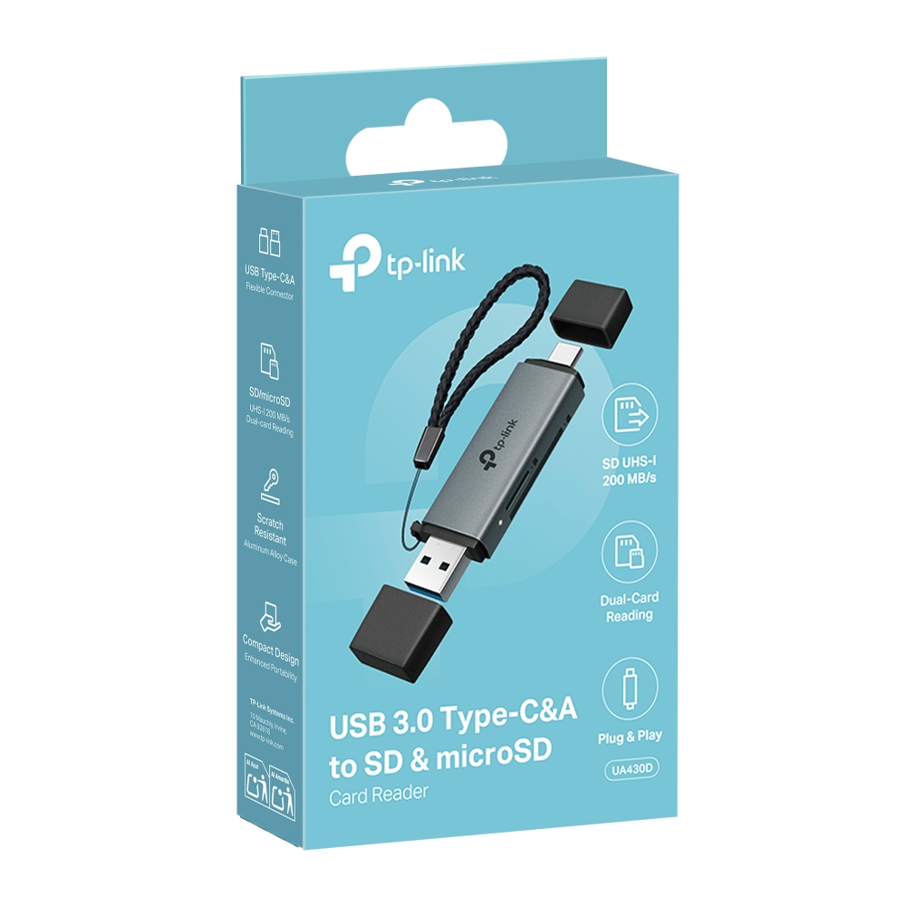 Đầu đọc thẻ UA430D USB 3.0 Type-C&A dành cho thẻ SD và microSD 3.0