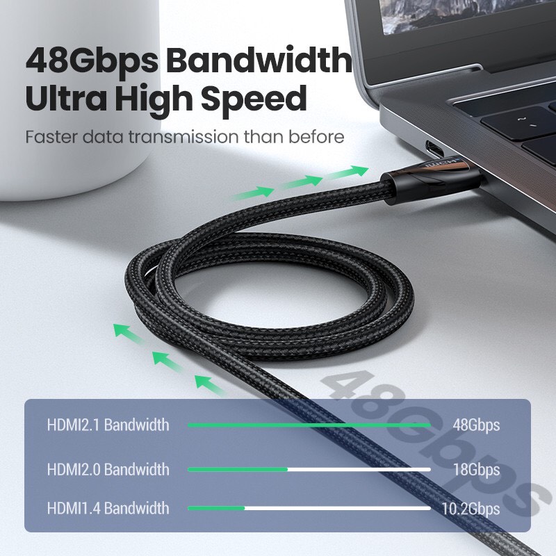 Cáp HDMI 2.1 Ultra HD Bọc Vải Cotton Hỗ Trợ 8K@60Hz Ugreen