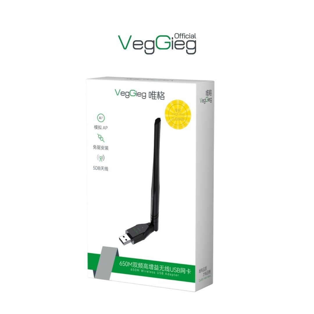 USB thu WiFi VegGieg RTL-8811GU 650Mbps (1 Angten) V-K650