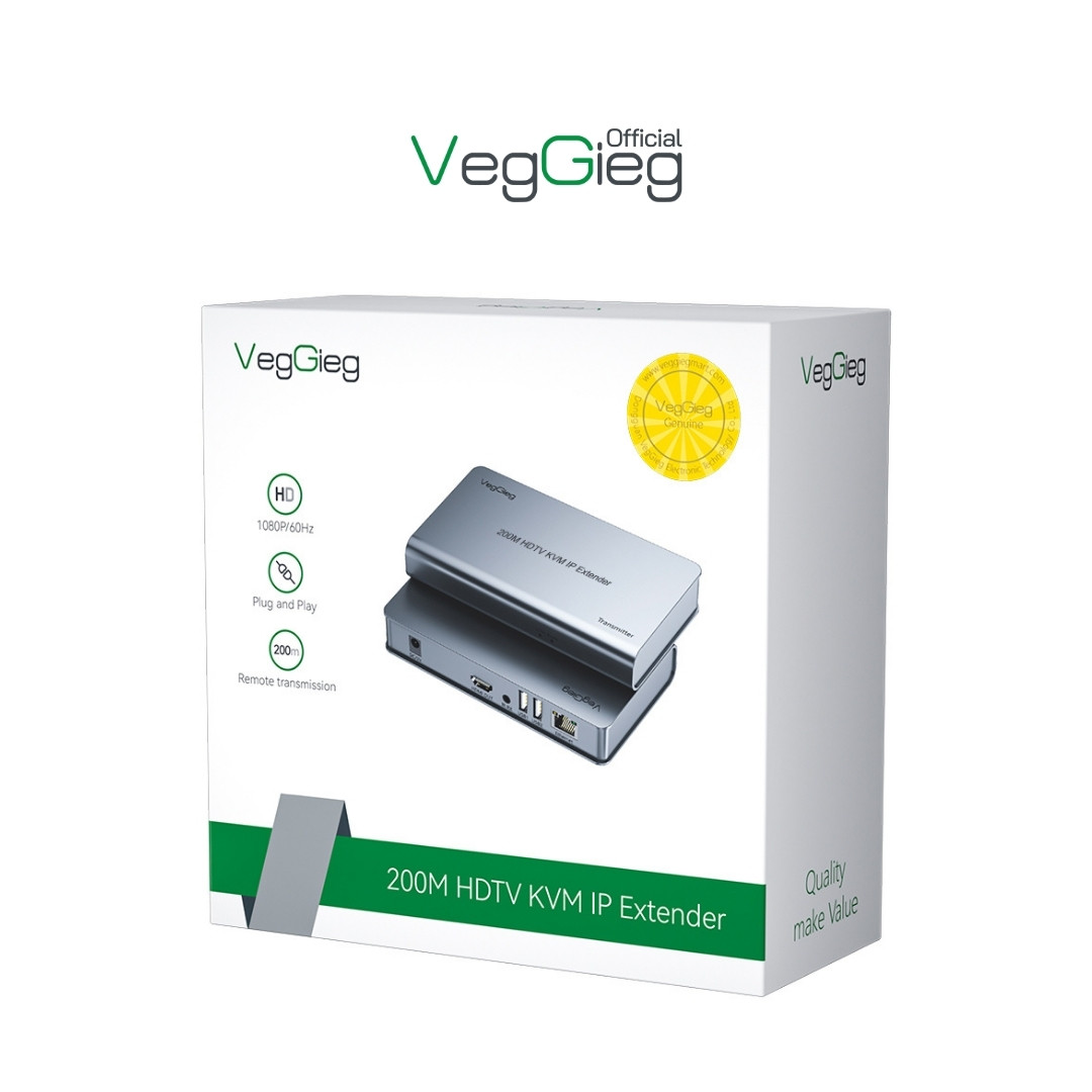 Bộ Mở Rộng HDMI 1080P KVM 200m (USB & Sound) VegGieg V-HD012