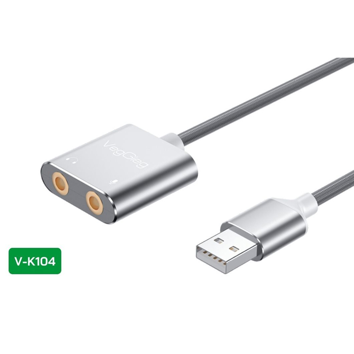 Bộ chuyển đổi Âm thanh VegGieg USB 2.0 sang AUDIO 3.5mm + Mic V-K104