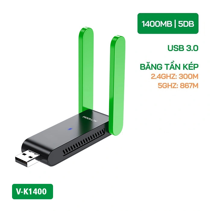Bộ Thu Phát Wifi VegGieg USB 3.0 2 Antena 1400MB V-K1400