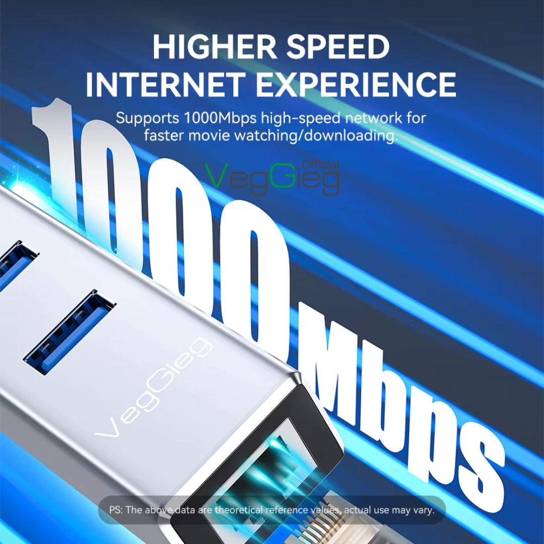 HUB chia USB 3.0 + LAN 1000Mps VegGieg V-K310