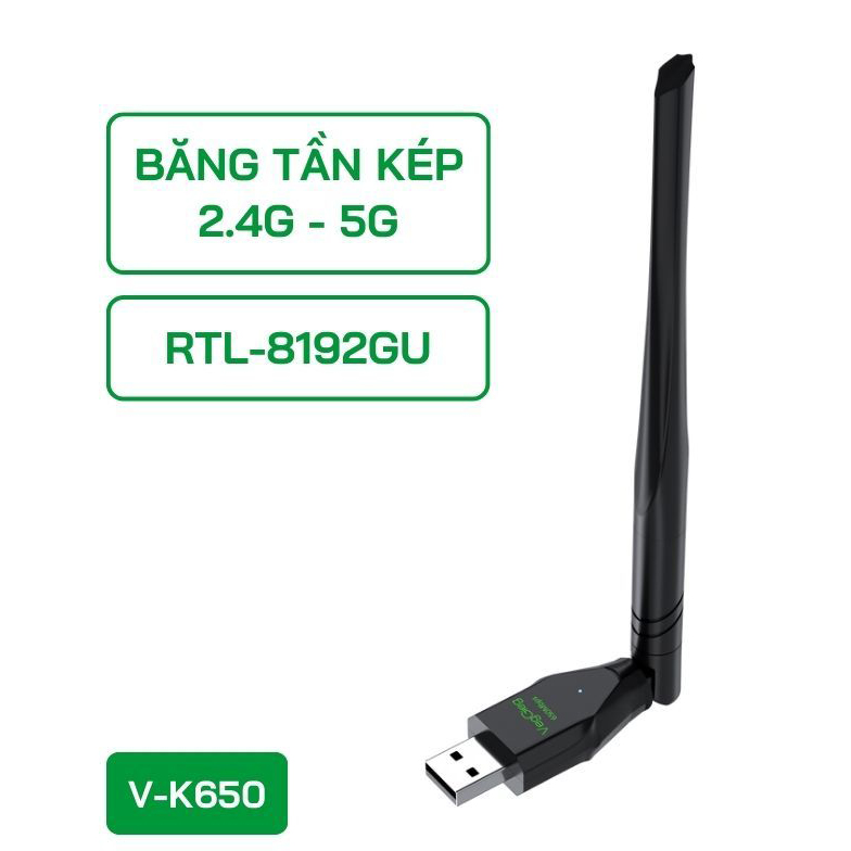 USB thu WiFi VegGieg RTL-8811GU 650Mbps (1 Angten) V-K650