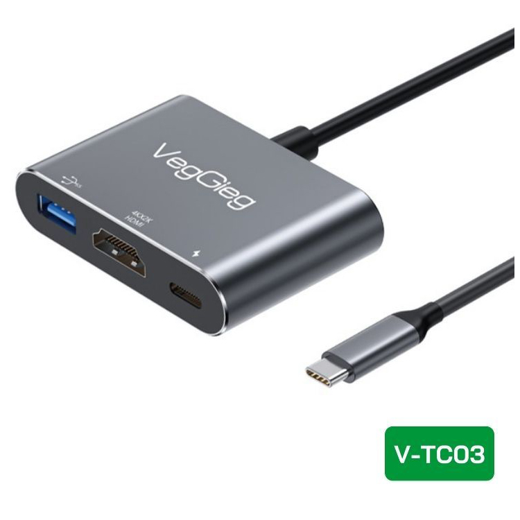 HUB chuyển đổi Type-c sang HDMI/USB3.0/PD 3 in 1 - V-TC03