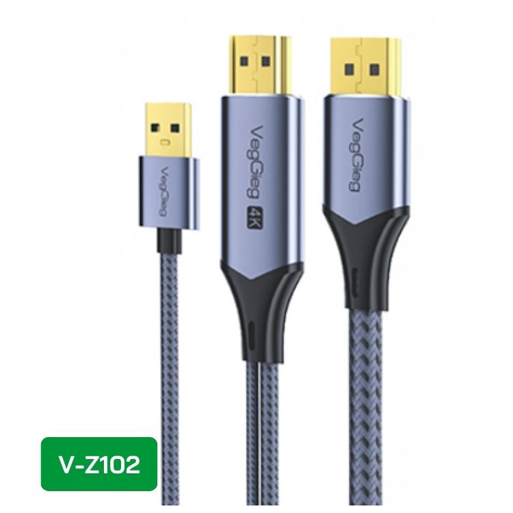 Cáp chuyển HDMI sang DisplayPort M/M 4K60Hz có Cấp Nguồn USB - V-Z102