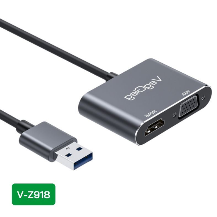 Cáp chuyển đổi USB 3.0 sang HDMI+VGA - V-Z918