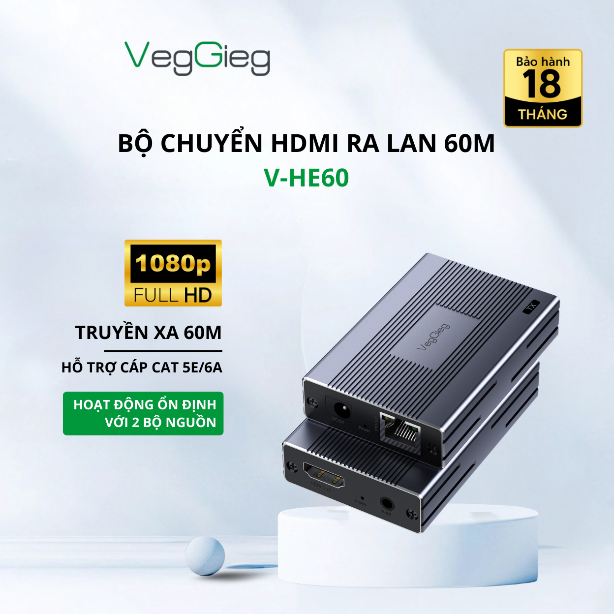 Bộ Chuyển HDMI RA LAN 60M V-HE60