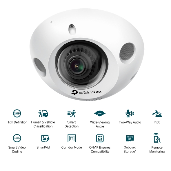 Camera IP TP-Link Dome Hồng Ngoại 3MP Mini VIGI C230I