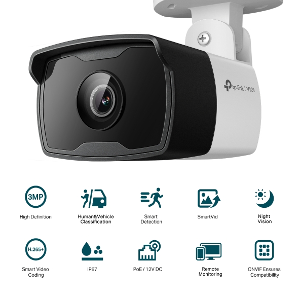Camera IP TP-Link Bullet Hồng Ngoại 3MP Ngoài Trời VIGI C330I