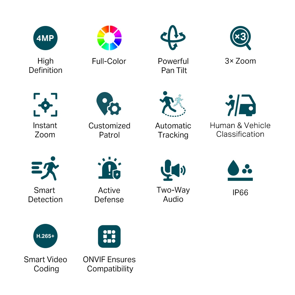 Camera IP TP-Link xoay nghiêng, đa tiêu cự, ống kính kép, Full-Color, ngoài trời 4MP VIGI C540V