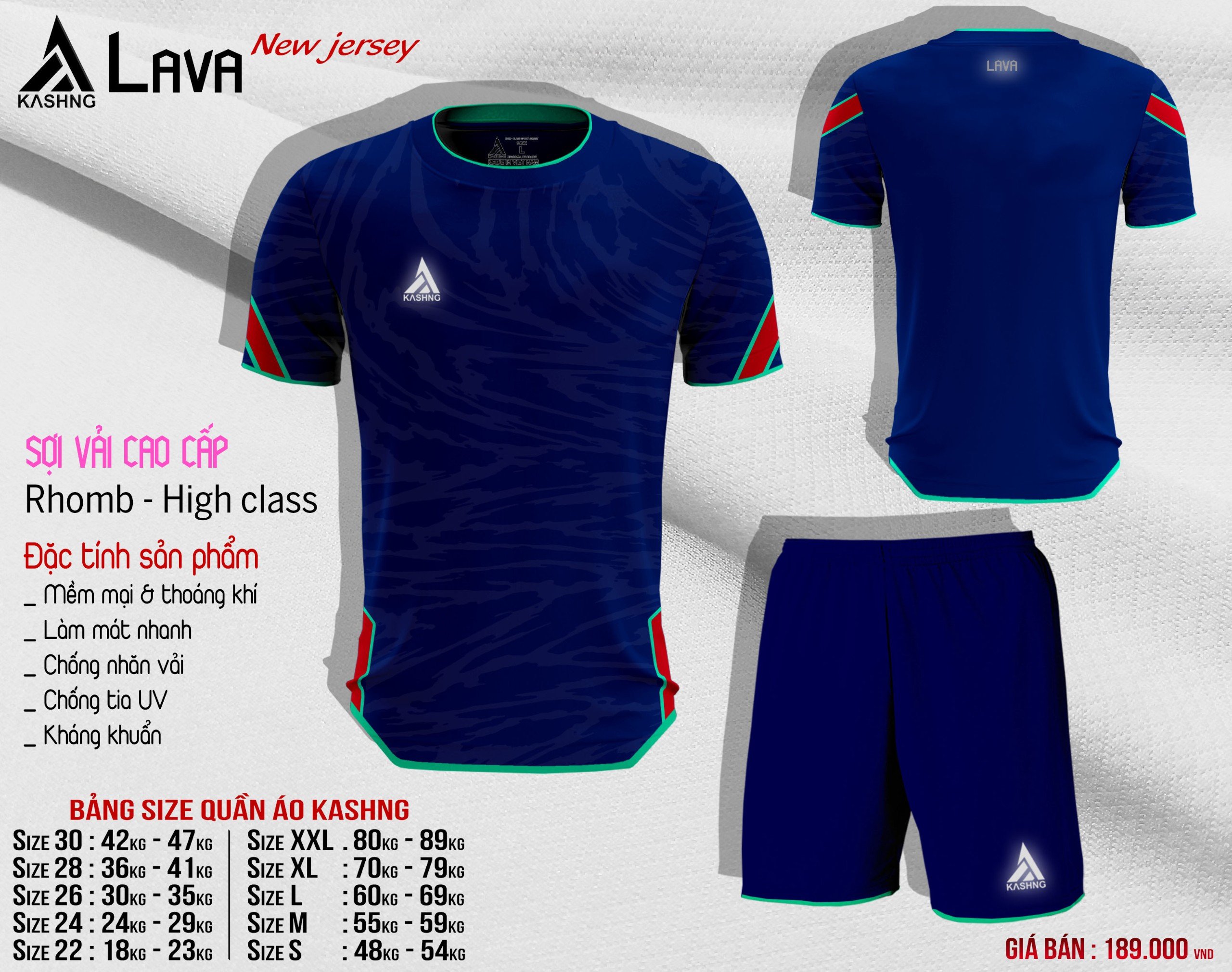 Bộ quần áo bóng đá cao cấp KASHNG LAVA - Hàng sẵn kho