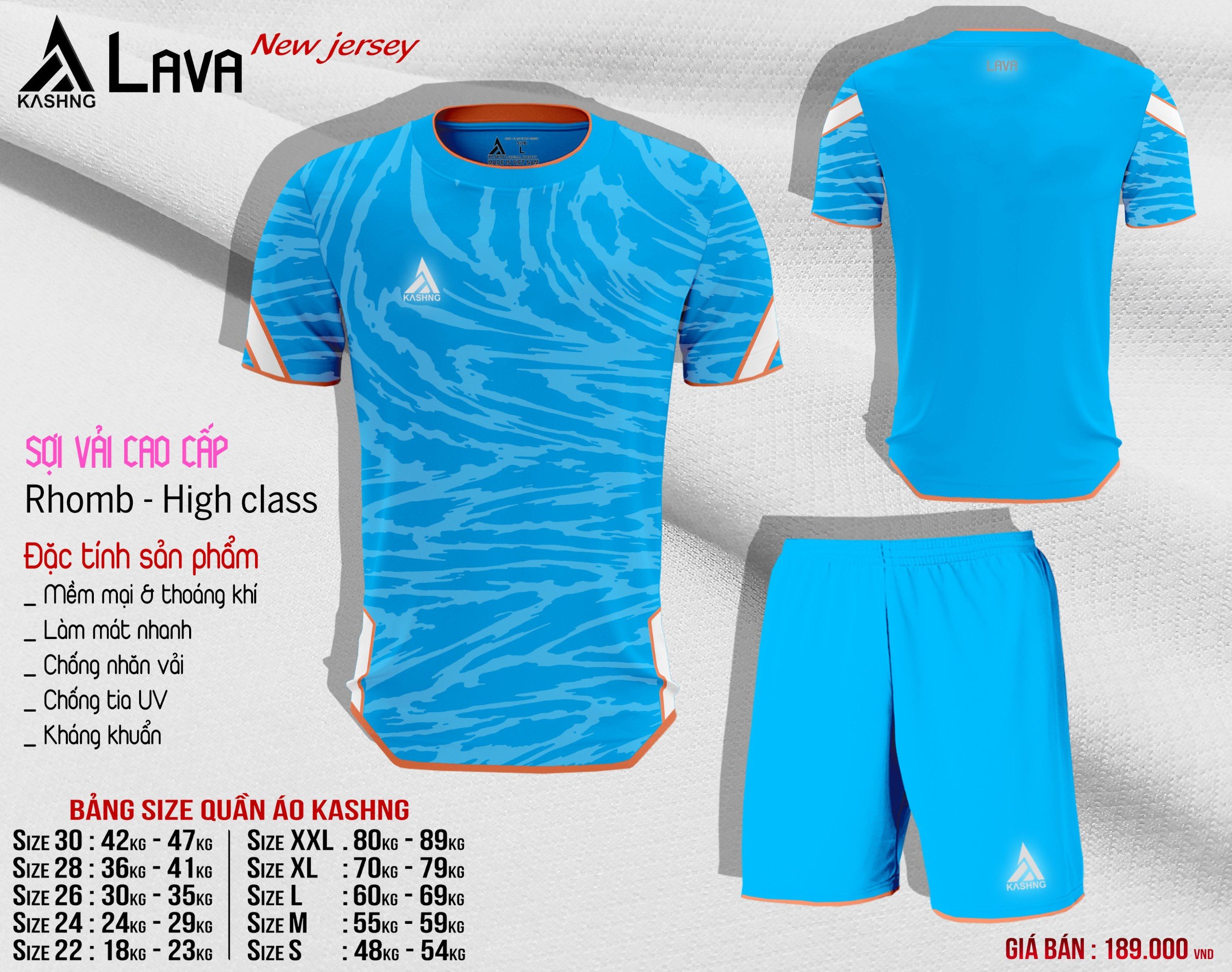 Bộ quần áo bóng đá cao cấp KASHNG LAVA - Hàng sẵn kho