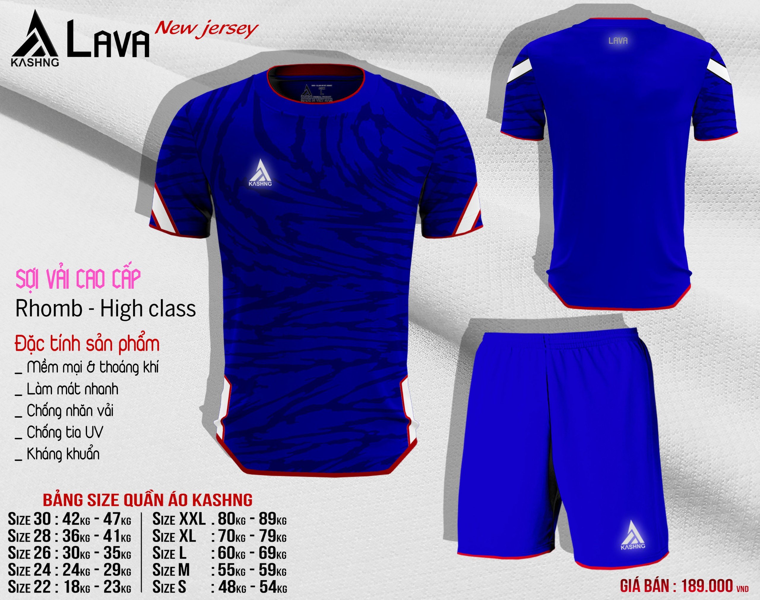 Bộ quần áo bóng đá cao cấp KASHNG LAVA - Hàng sẵn kho