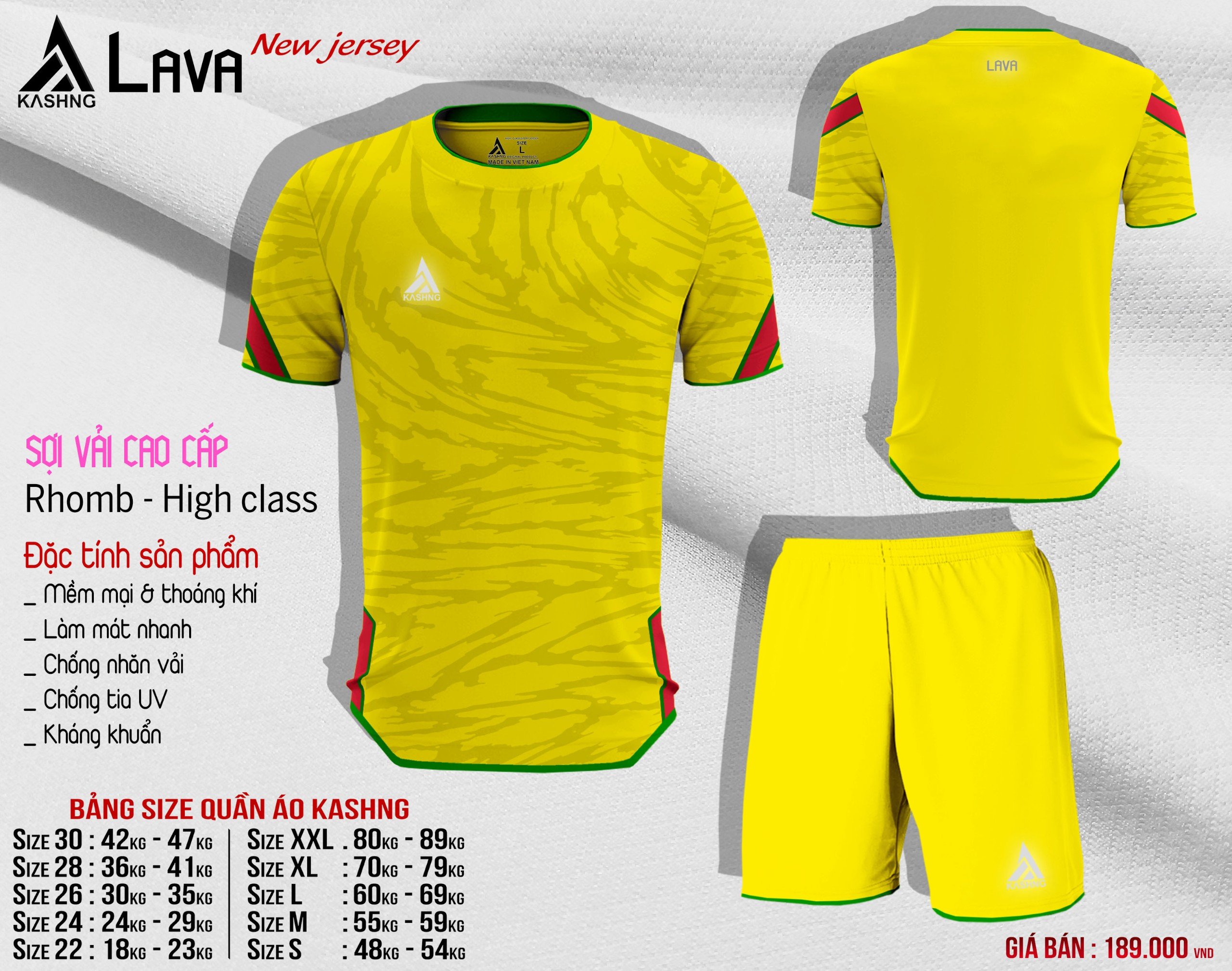 Bộ quần áo bóng đá cao cấp KASHNG LAVA - Hàng sẵn kho