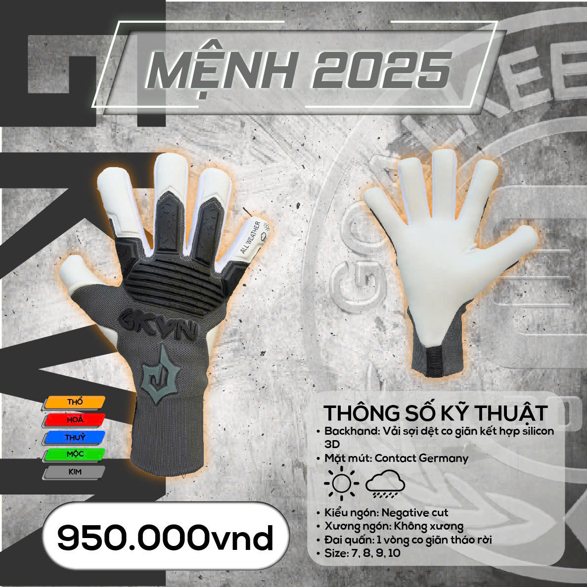 Găng tay thủ môn GKVN Mệnh 2025