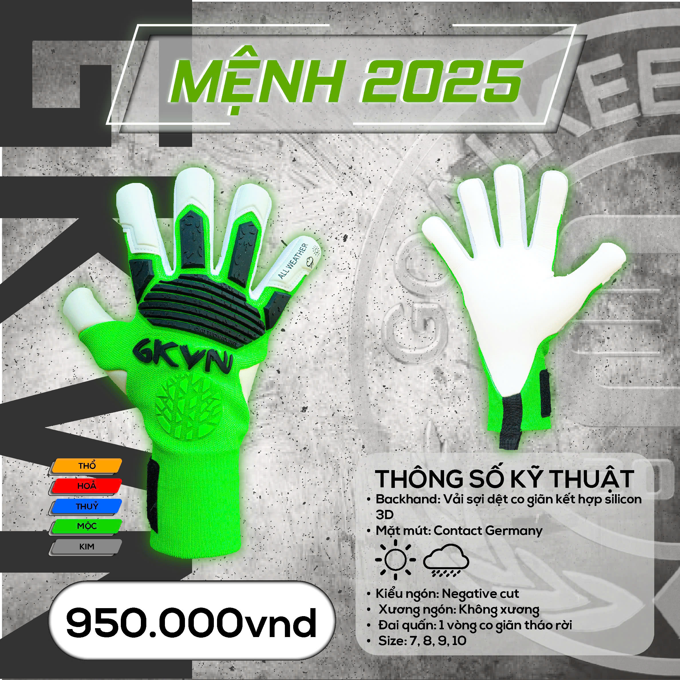 Găng tay thủ môn GKVN Mệnh 2025
