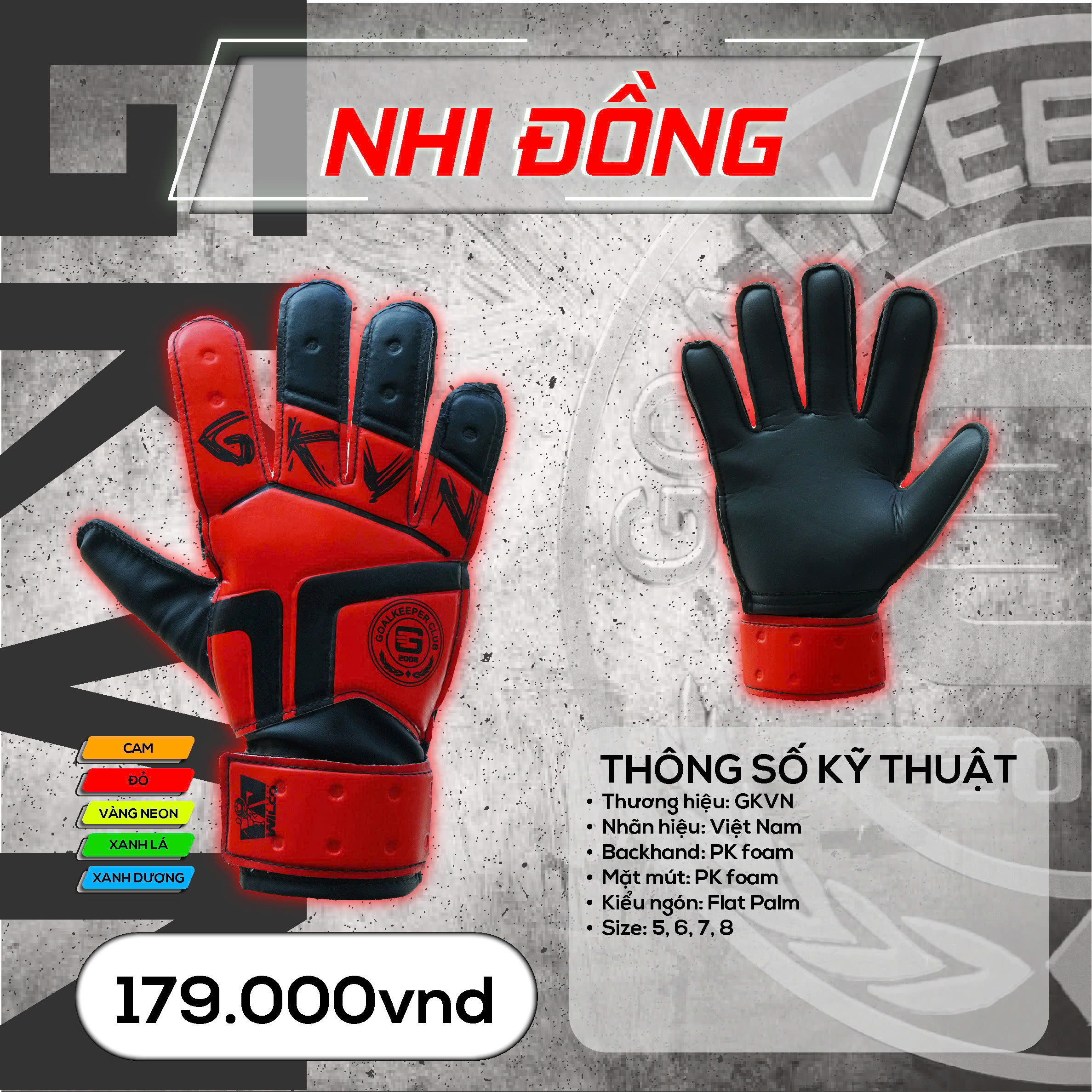 Găng tay thủ môn GKVN Nhi Đồng