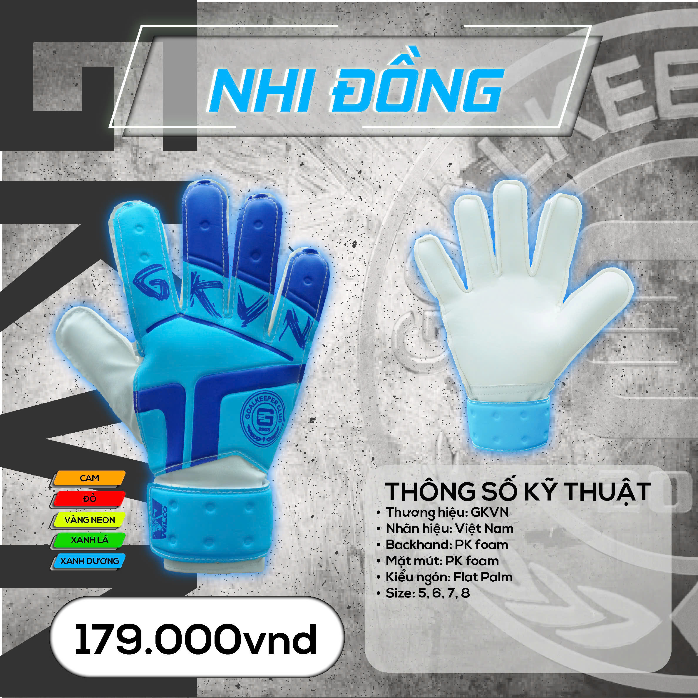 Găng tay thủ môn GKVN Nhi Đồng