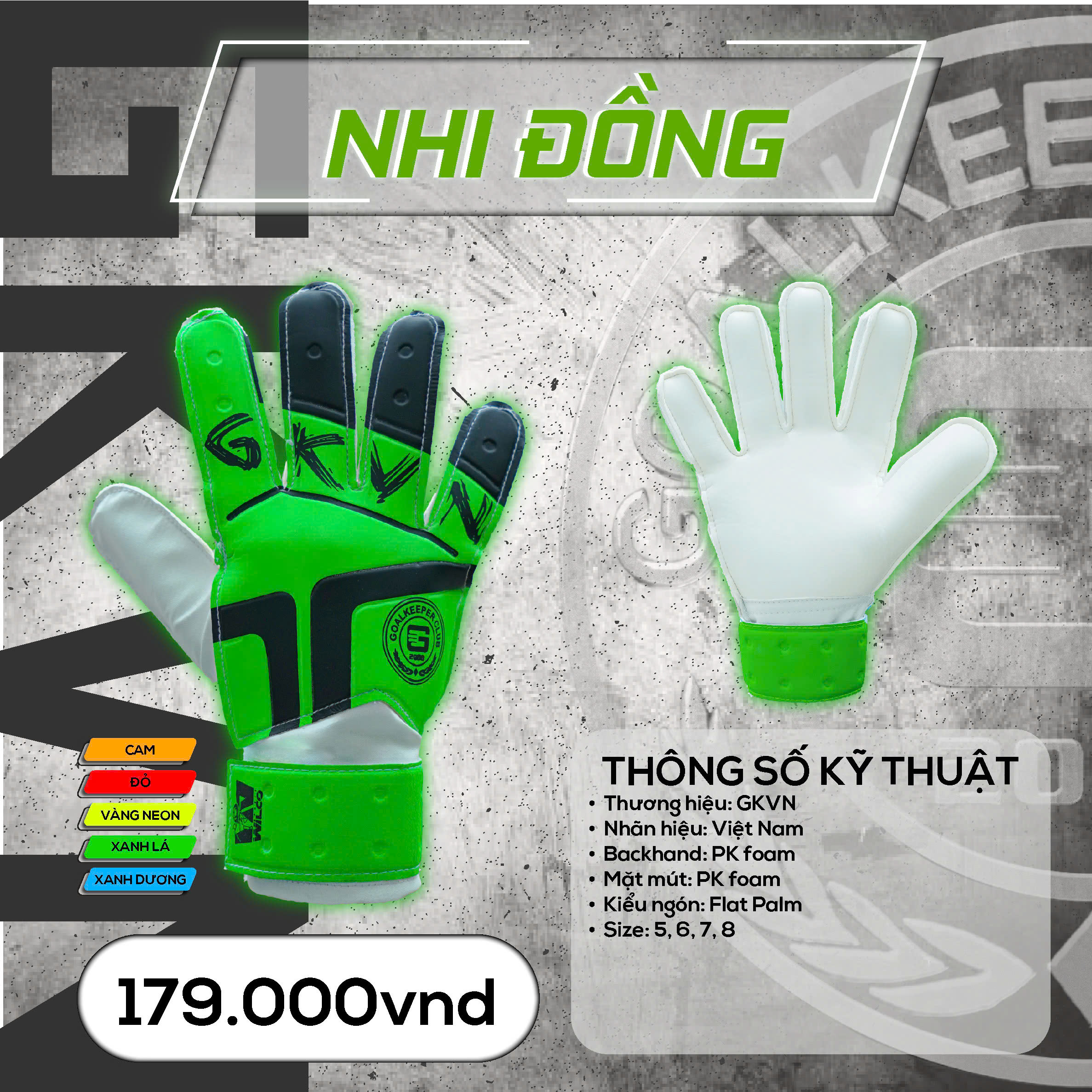 Găng tay thủ môn GKVN Nhi Đồng