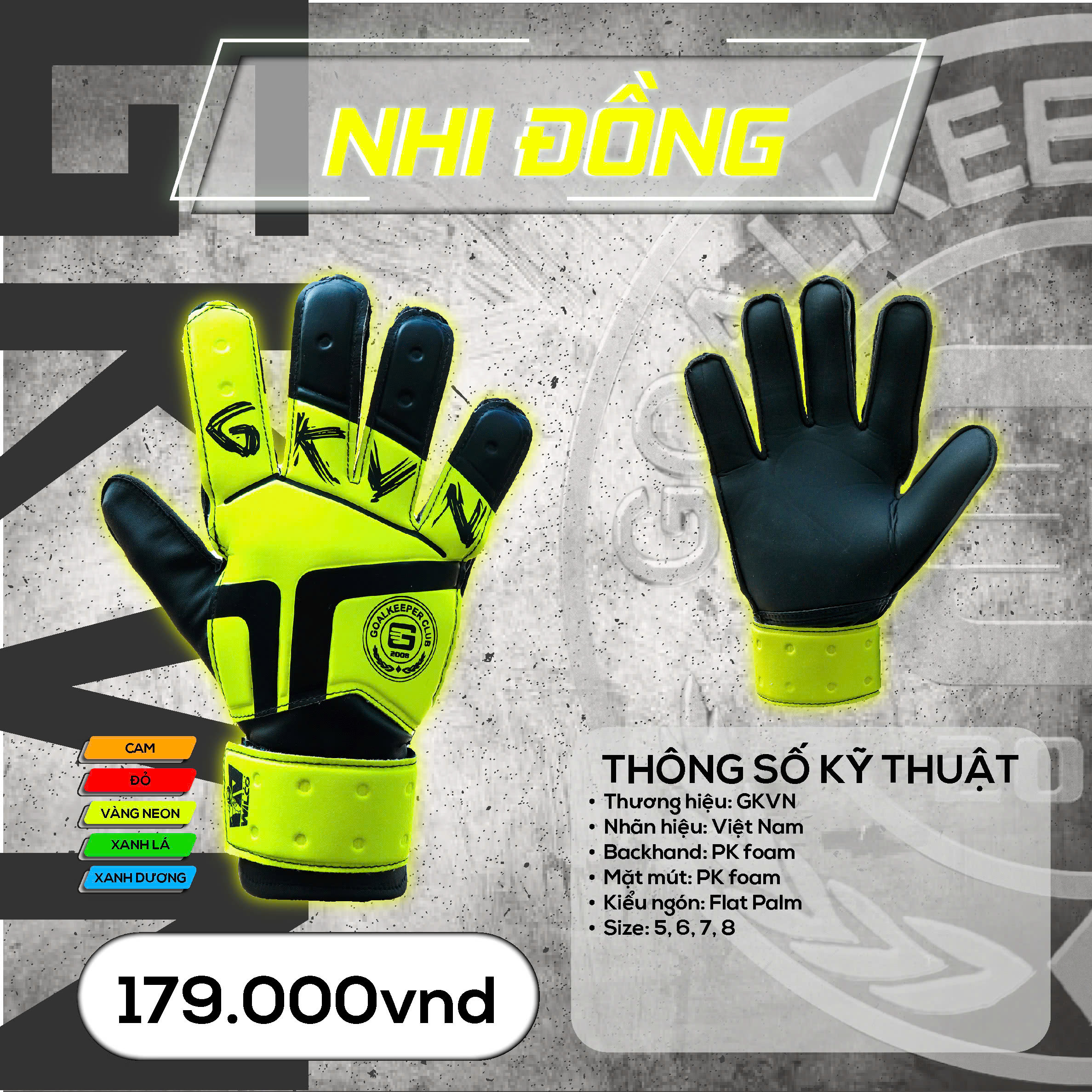 Găng tay thủ môn GKVN Nhi Đồng