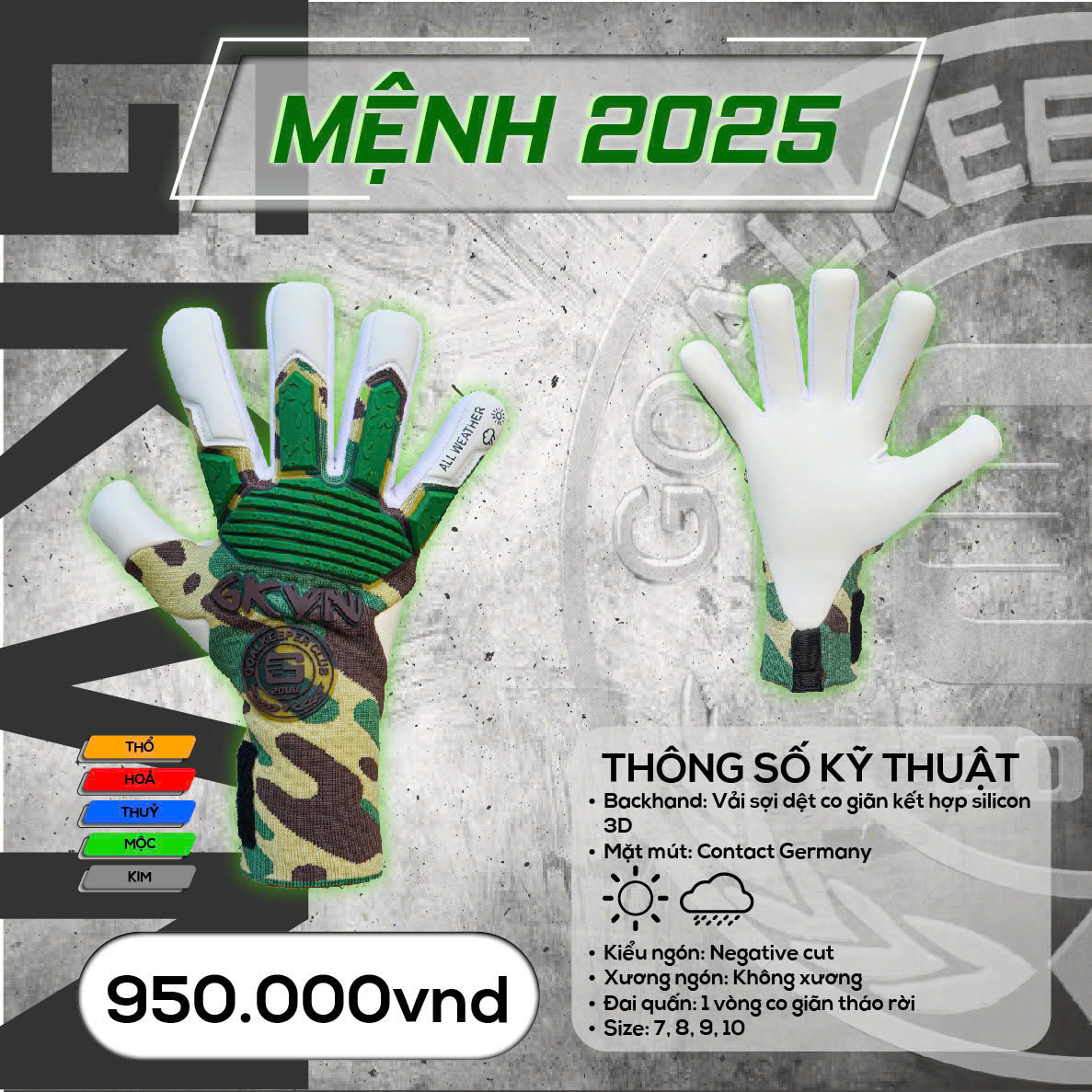 Găng tay thủ môn GKVN Mệnh 2025