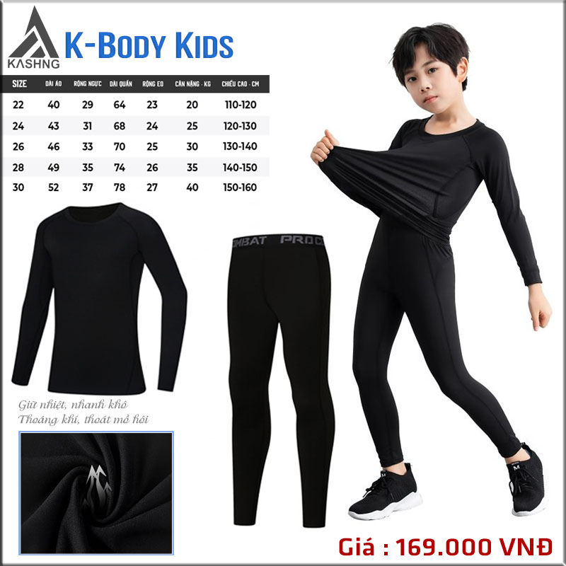 Bộ quần áo giữ nhiệt K-Body Kids - Hàng sẵn kho