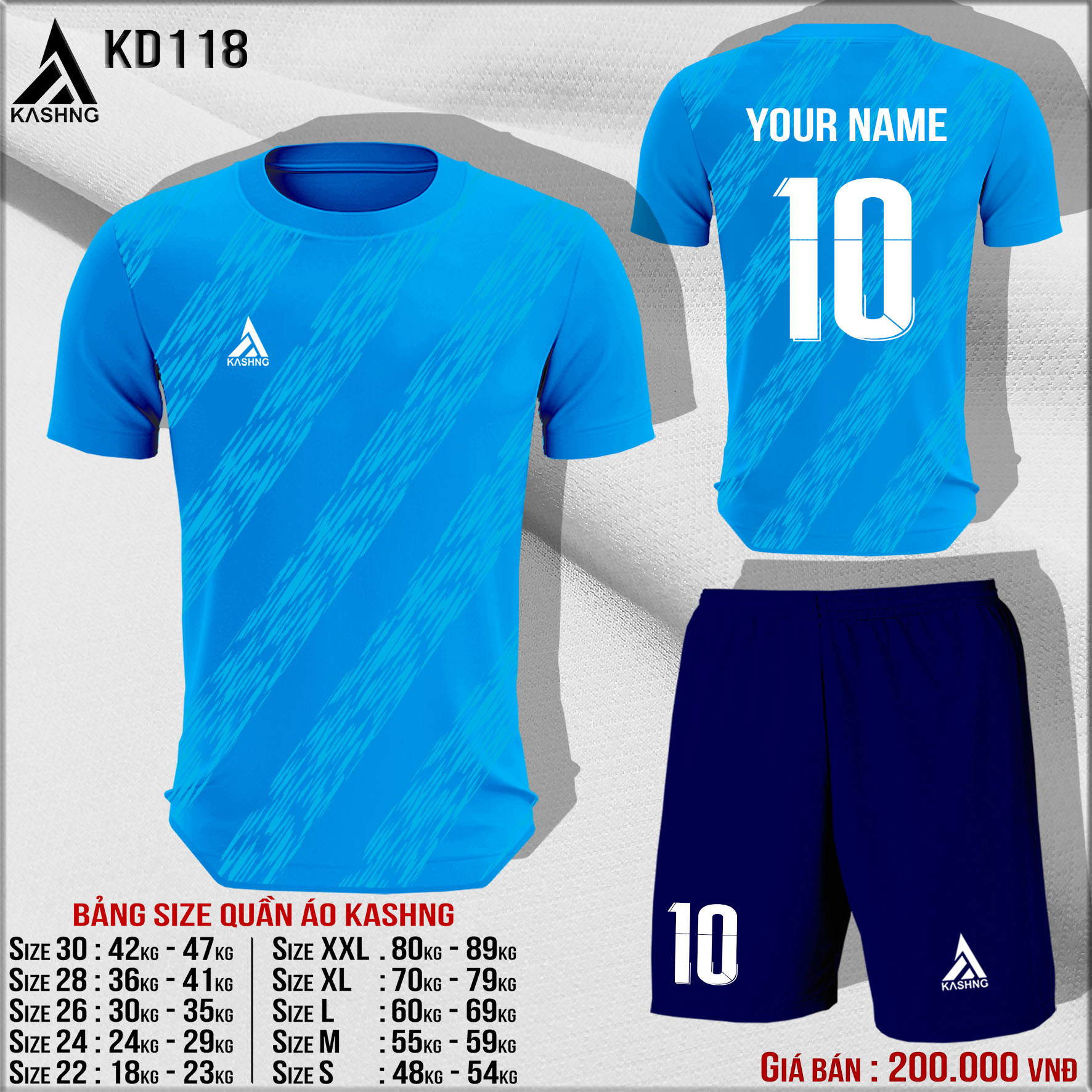 Bộ quần áo bóng đá cao cấp KD118 - Đặt may
