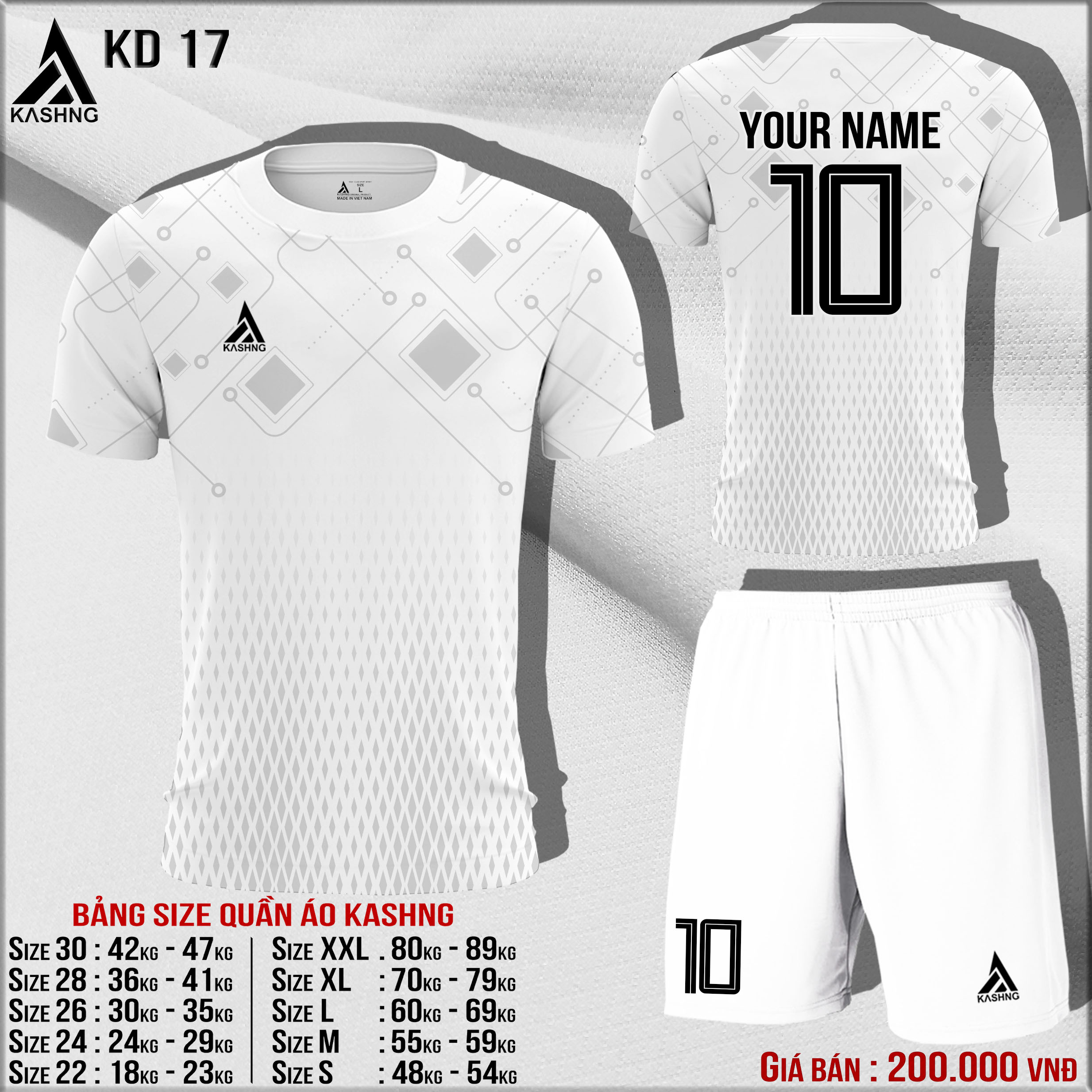 Bộ quần áo bóng đá cao cấp KD17 - Đặt may