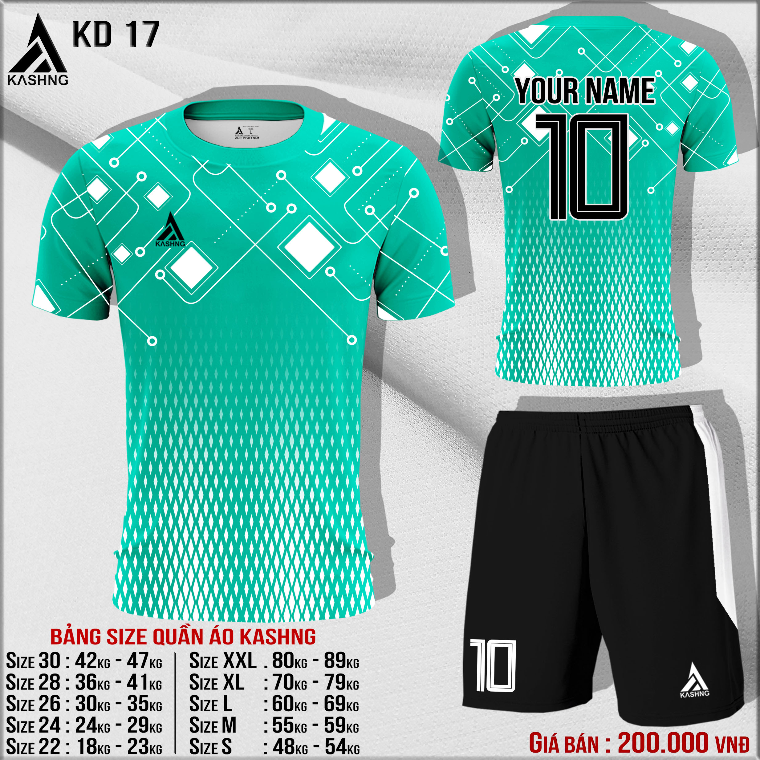 Bộ quần áo bóng đá cao cấp KD17 - Đặt may