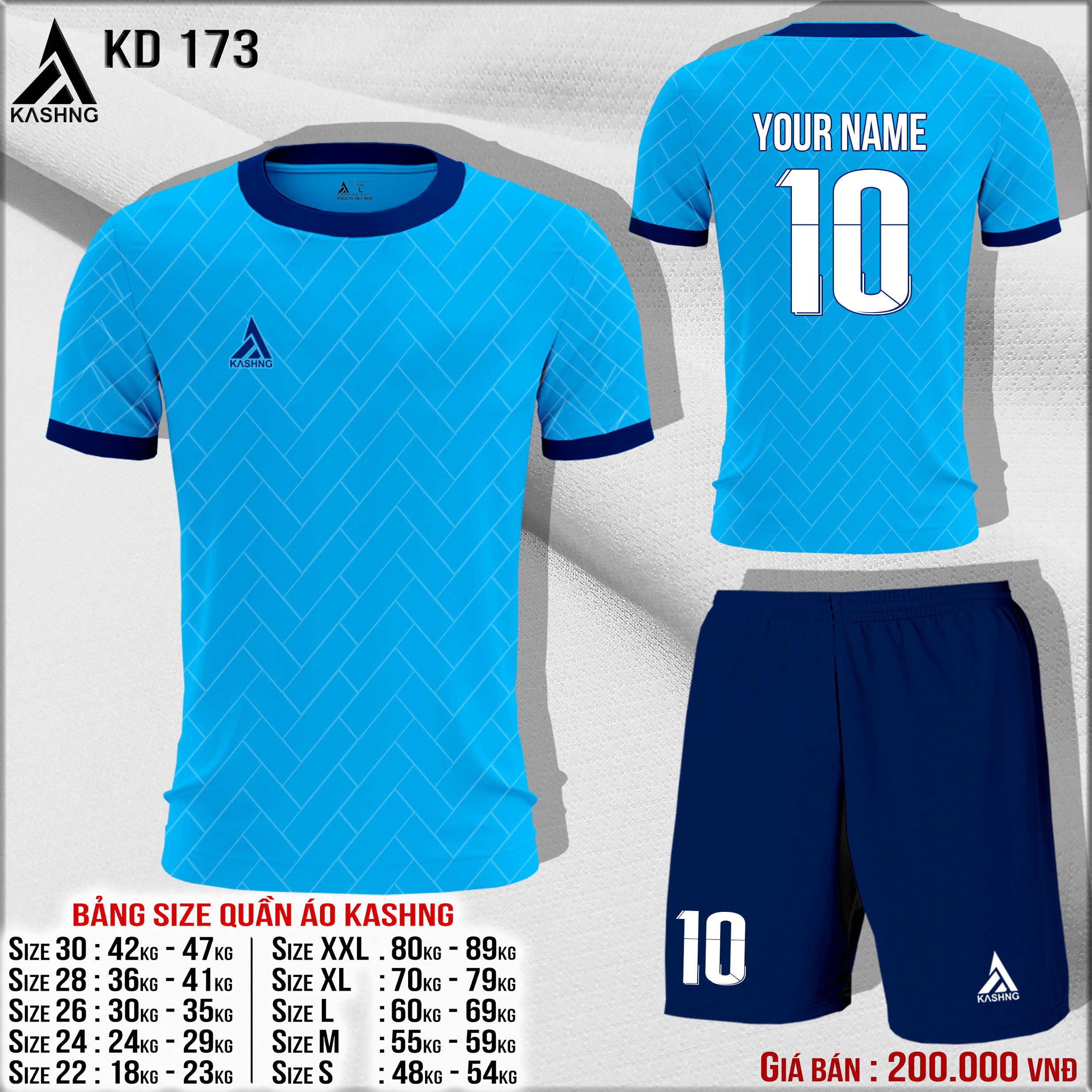 Bộ quần áo bóng đá cao cấp KD 173 - Đặt may