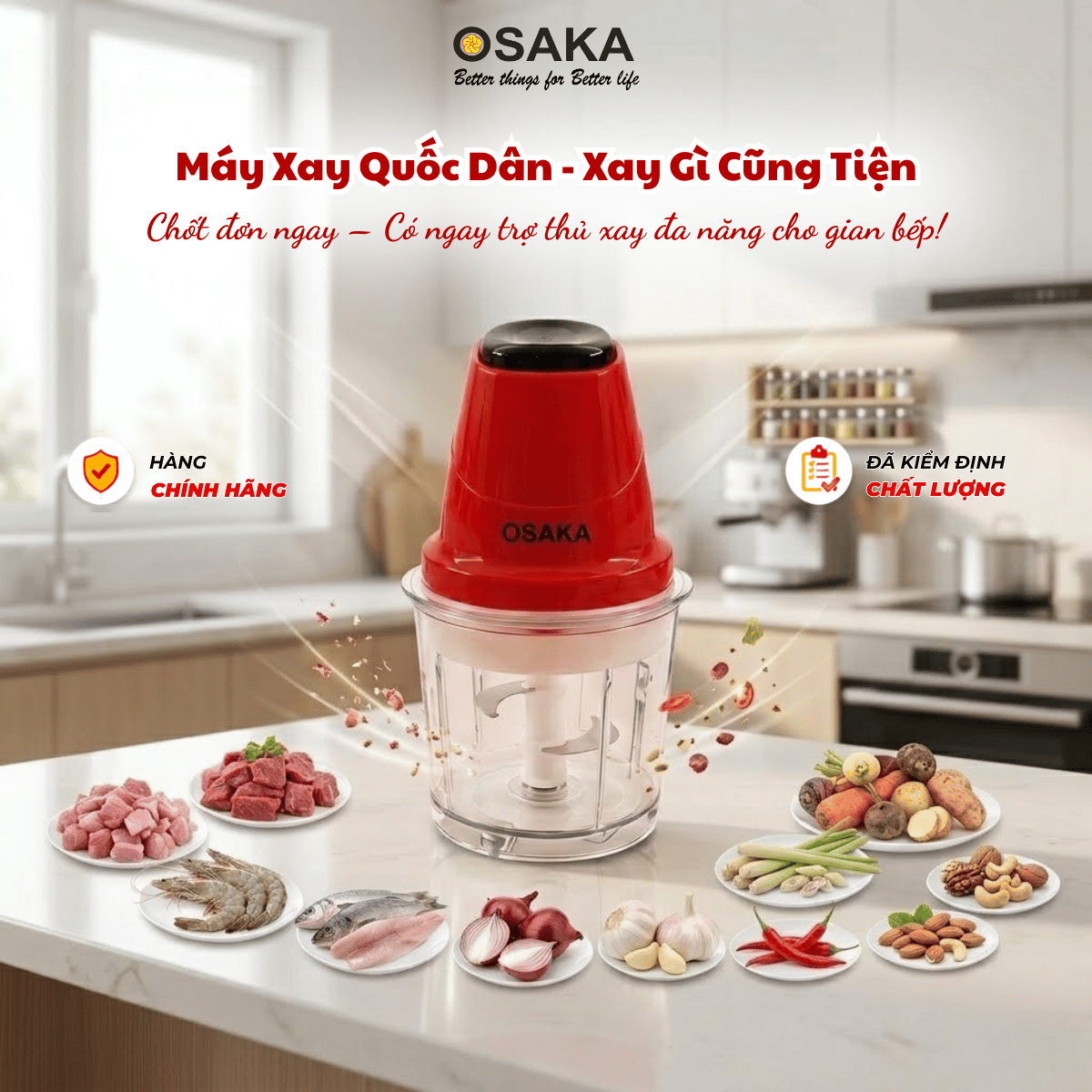 Máy Xay Thịt Mini Đa Năng OSAKA MC-101 Dung Tích 0.7L Công Suất 200W - Cối Nhựa Chống Vỡ