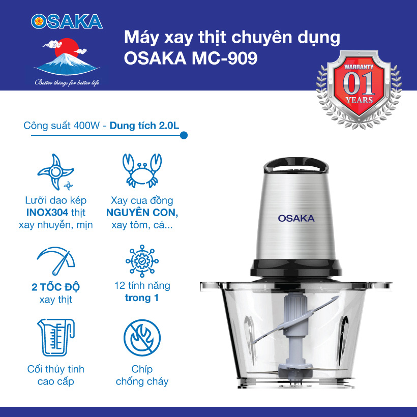 MÁY XAY THỊT OSAKA MC909 - ĐA NĂNG