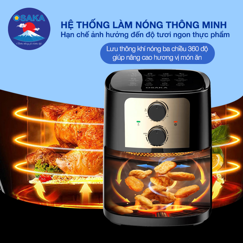 Lò chiên không dầu Osaka AF-07L - Siêu to khổng lồ, nướng gà nguyên con 1.5 kg