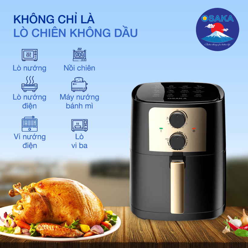 Lò chiên không dầu Osaka AF-07L - Siêu to khổng lồ, nướng gà nguyên con 1.5 kg