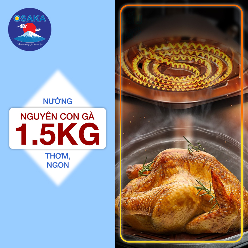 Lò chiên không dầu Osaka AF-07L - Siêu to khổng lồ, nướng gà nguyên con 1.5 kg