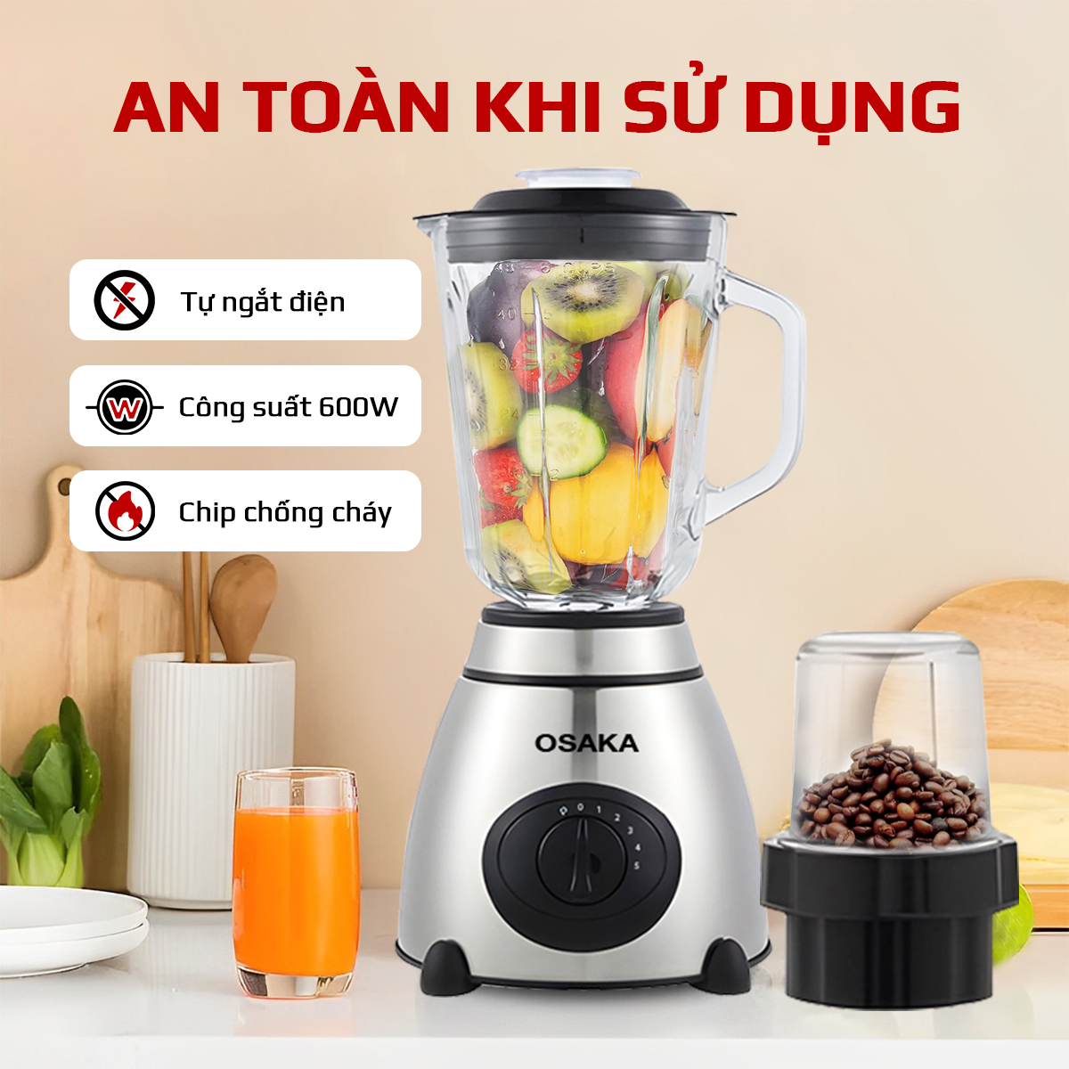 Máy xay sinh tố Osaka BL-669 _ Dung tích 1.5L _ Chính hãng Osaka Việt Nam