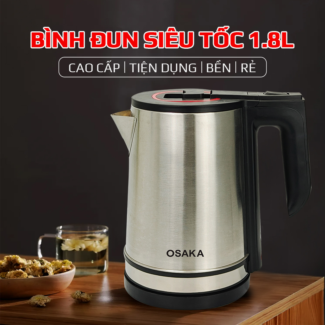 BÌNH ĐUN SIÊU TỐC INOX MỜ 304_ Osaka KT-1820_1.8 Lít