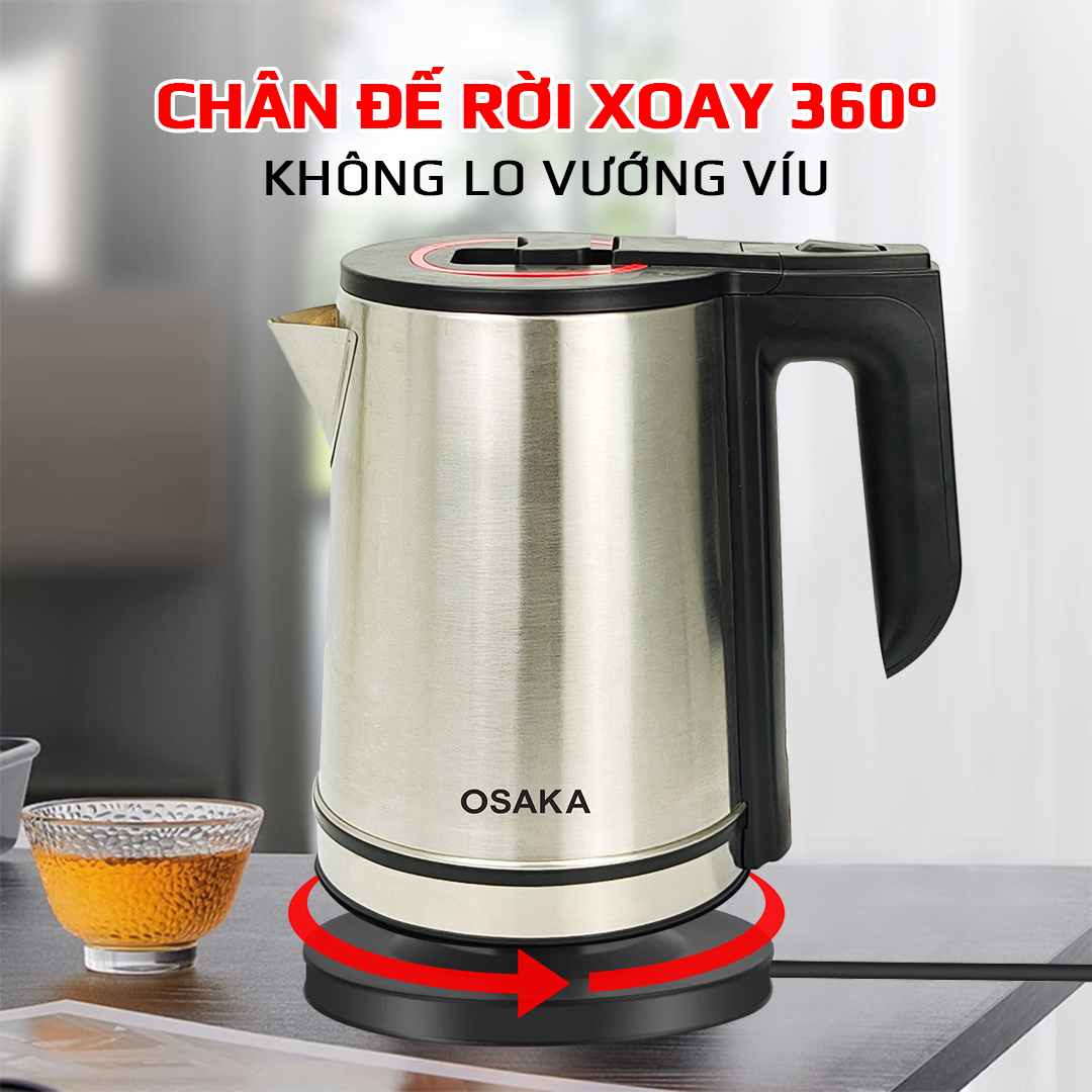 BÌNH ĐUN SIÊU TỐC INOX MỜ 304_ Osaka KT-1820_1.8 Lít